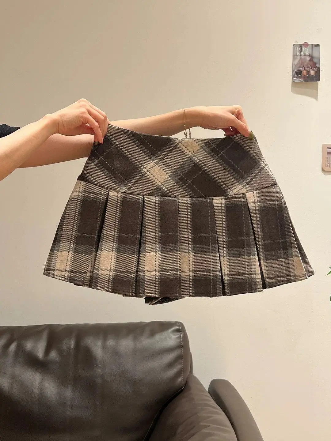 High Waist Plaid  Skirt Women's Versatile Anti-Light Checkered A-Line Skirts Korean Style Commute Casual Standard Fit