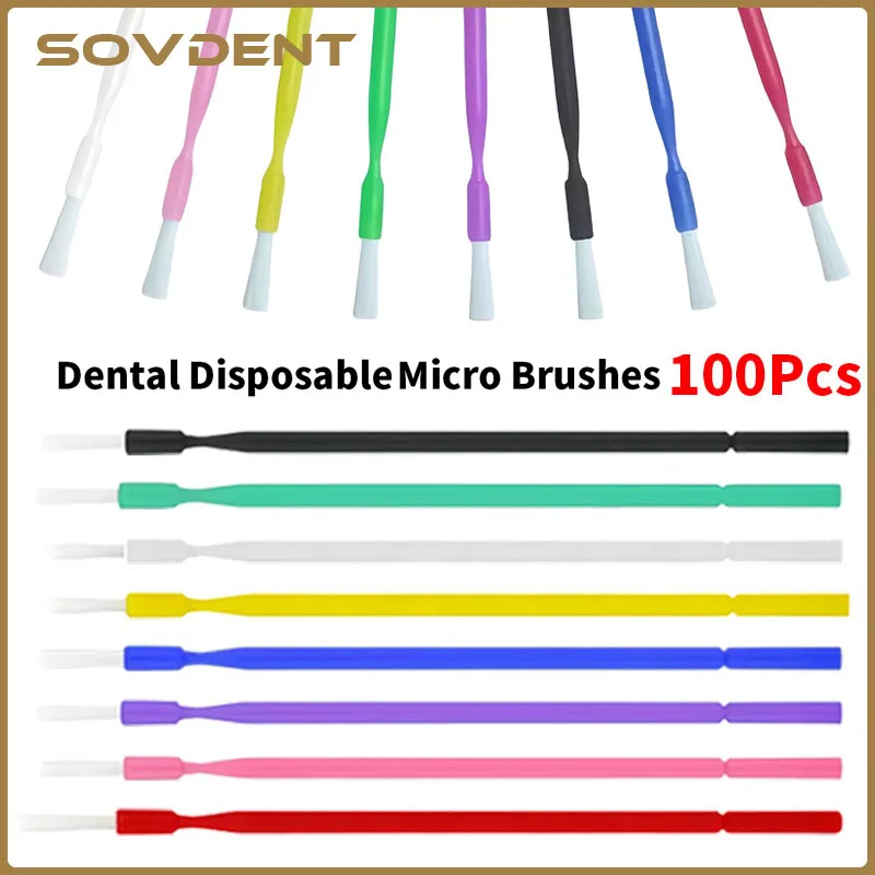100Pcs/Bottle Dental Micro Brushes Disposable Applicators Long Head Brush Bendable Shank Dentistry Oral Teeth Whitening Tool