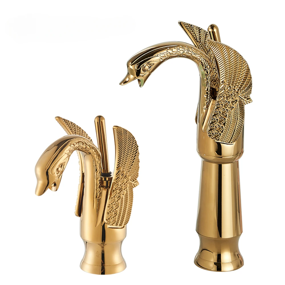 

Golden Swan Basin Faucet For Bathroom Vessel Sink Desk Mounted Nordic Luxury Washbasin Taps Hot Cold Water Mixer Crane