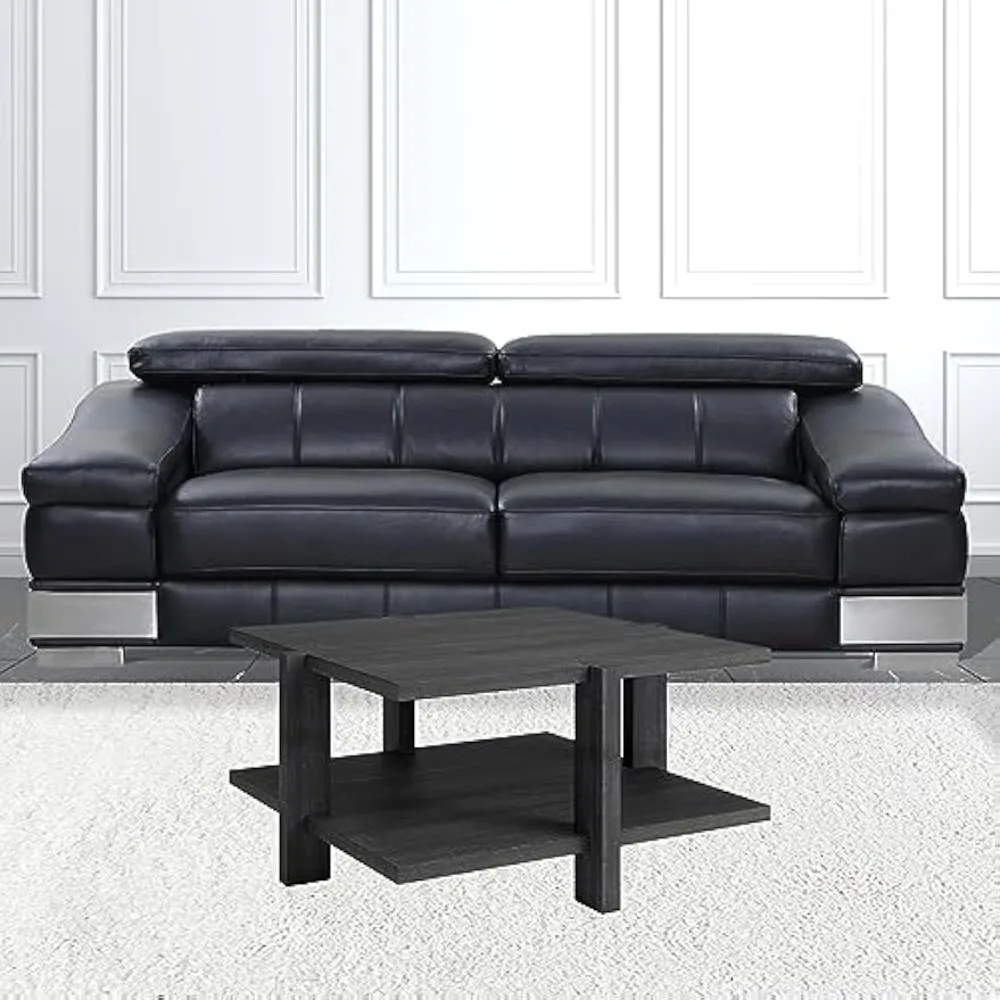 Mesa de centro cuadrada gris de 35" con estante