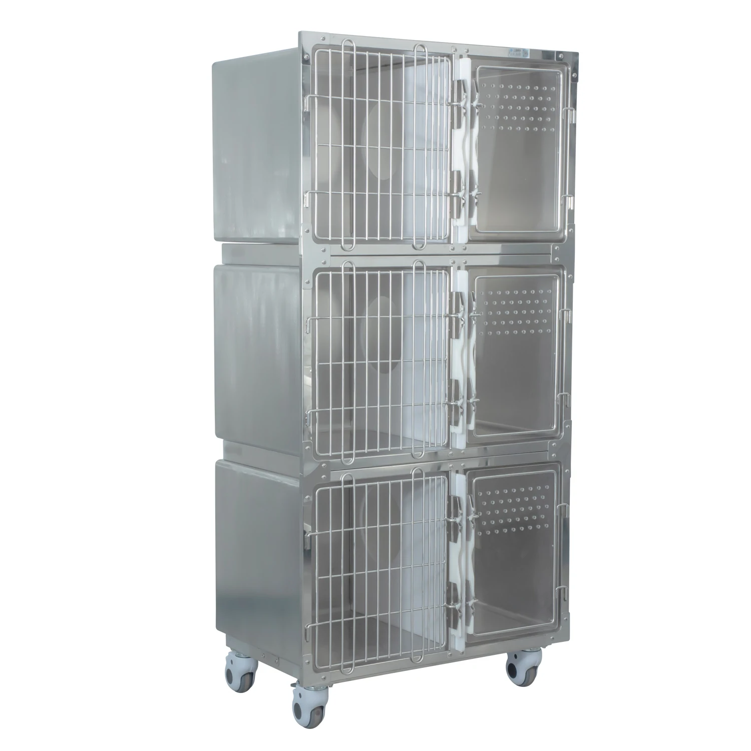 Stainless Steel Anti-scratch Stackable Cages Cat Breeding Veterinary With Medium Partition Board