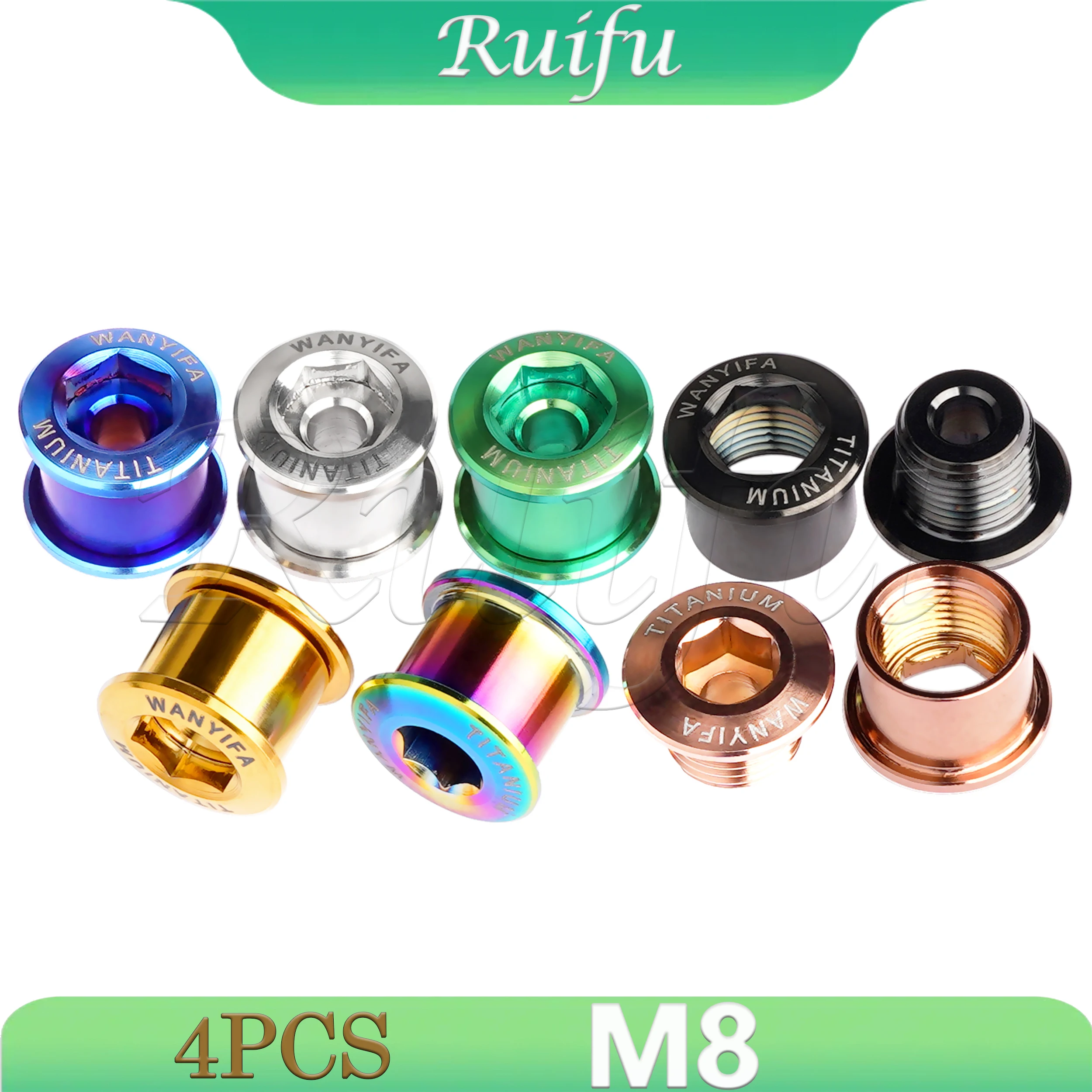 Ruifu  Titanium Bolt 4pcs  6.5mm Hex Screw for Bicycle Chainring Road MTB Plate Crankset Chainwheel Crank Part Accesorios