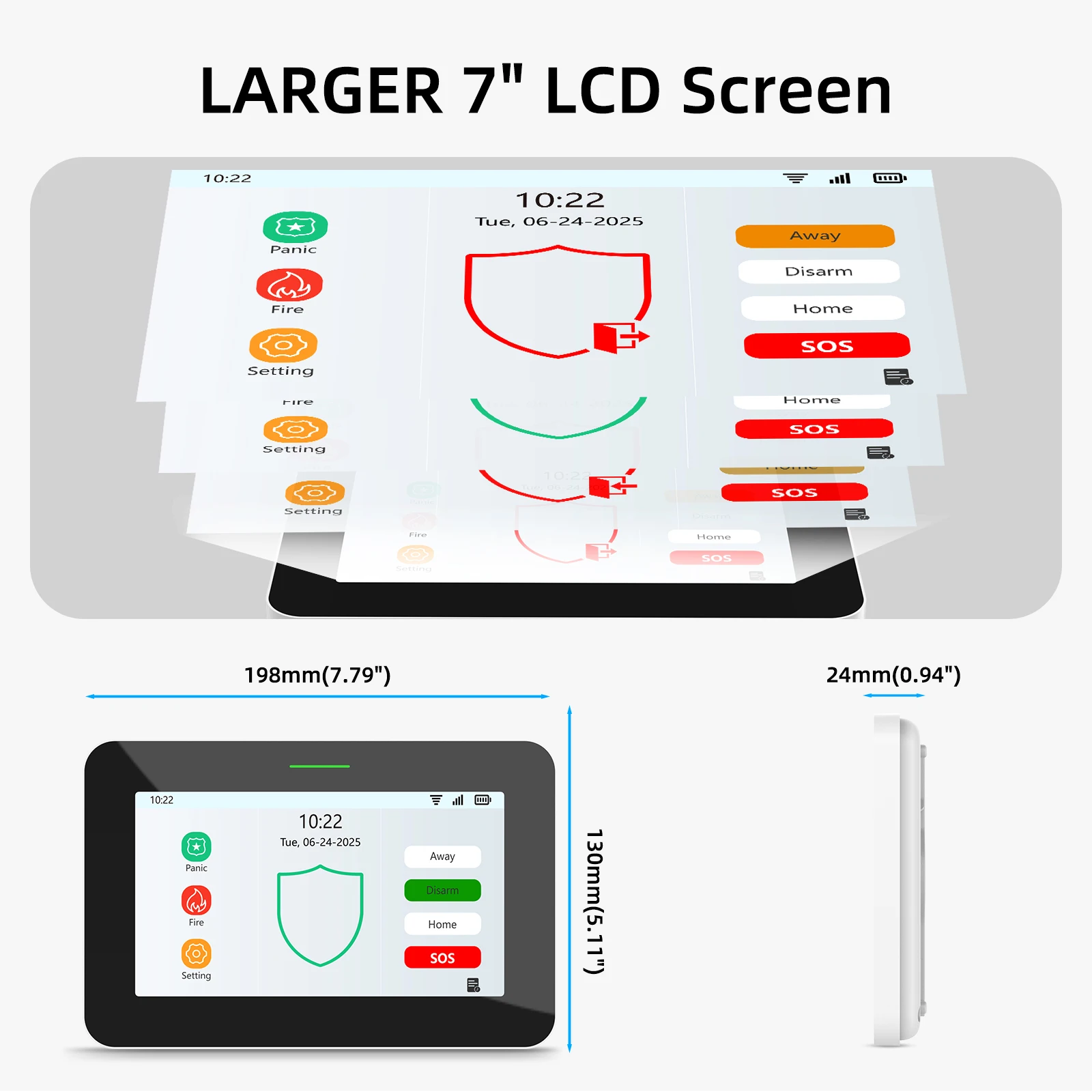 كاشف الدخان المترابط CPVAN ولوحة أمان ذكية WIFI 4G مقاس 7 بوصات، بطارية 10 سنوات متوافقة مع إنذار الدخان القياسي EN14604