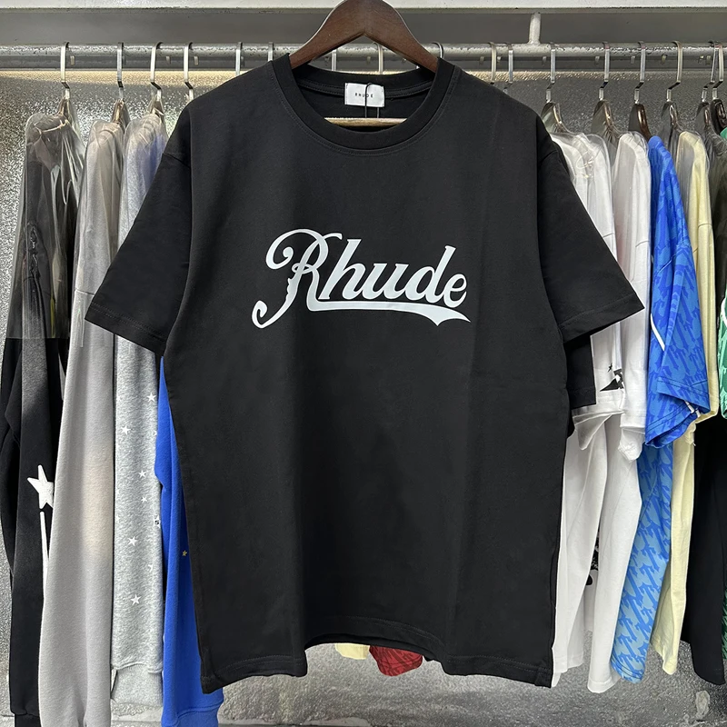 Rhude T-shirt van hoge kwaliteit, casual logo-print, ronde hals, korte mouw, zomer, modieus, heren, dames, losse katoenen top-T-shirt - afbeelding 2