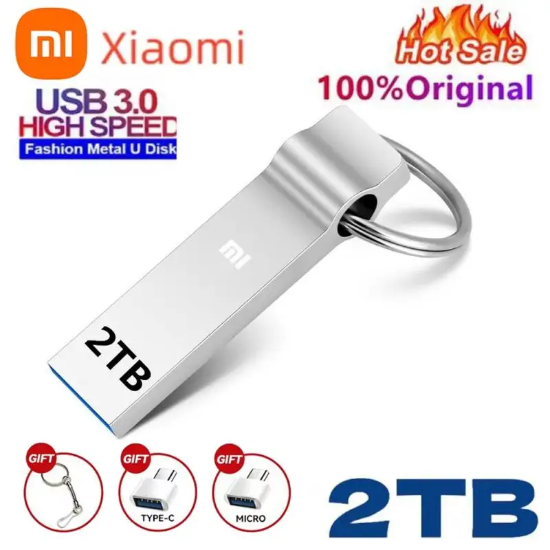 Xiaomi MIJIA Type C Pen Drive OTG 2TB USB 3.0 Flash Drive For Phone Android 1TB 128GB 512GB Pendrive Siliver Memory Stick