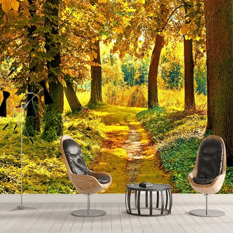 Customized HD Autumn Forest Maple Leaf 3D Mural Nature Photo Romantic Wallpaper Living room TV background bedroom restaurant 8d