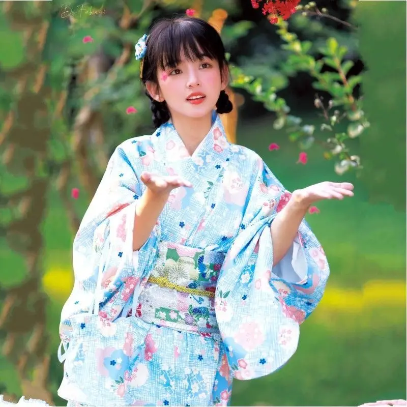 Japanese Kimono Cosplay Women's Improved Version Of Chinoiserie Blue And Wind Bathrobe Photo Dress Art Style Photo Kimono