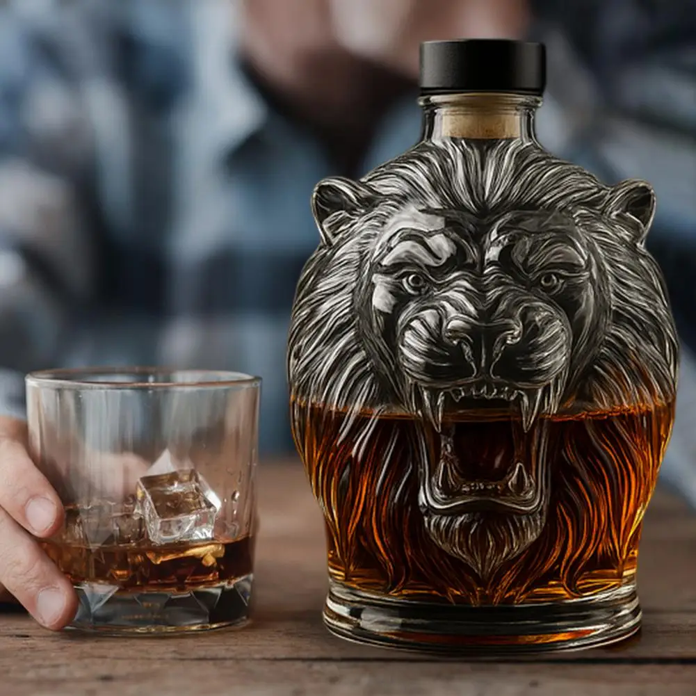 

300/350ml Funny Animal Shaped Bottle Glass Whiskey Decanter with Leak-Proof Seal Stopper Whiskey Bottle Home Bar Decor Gifts