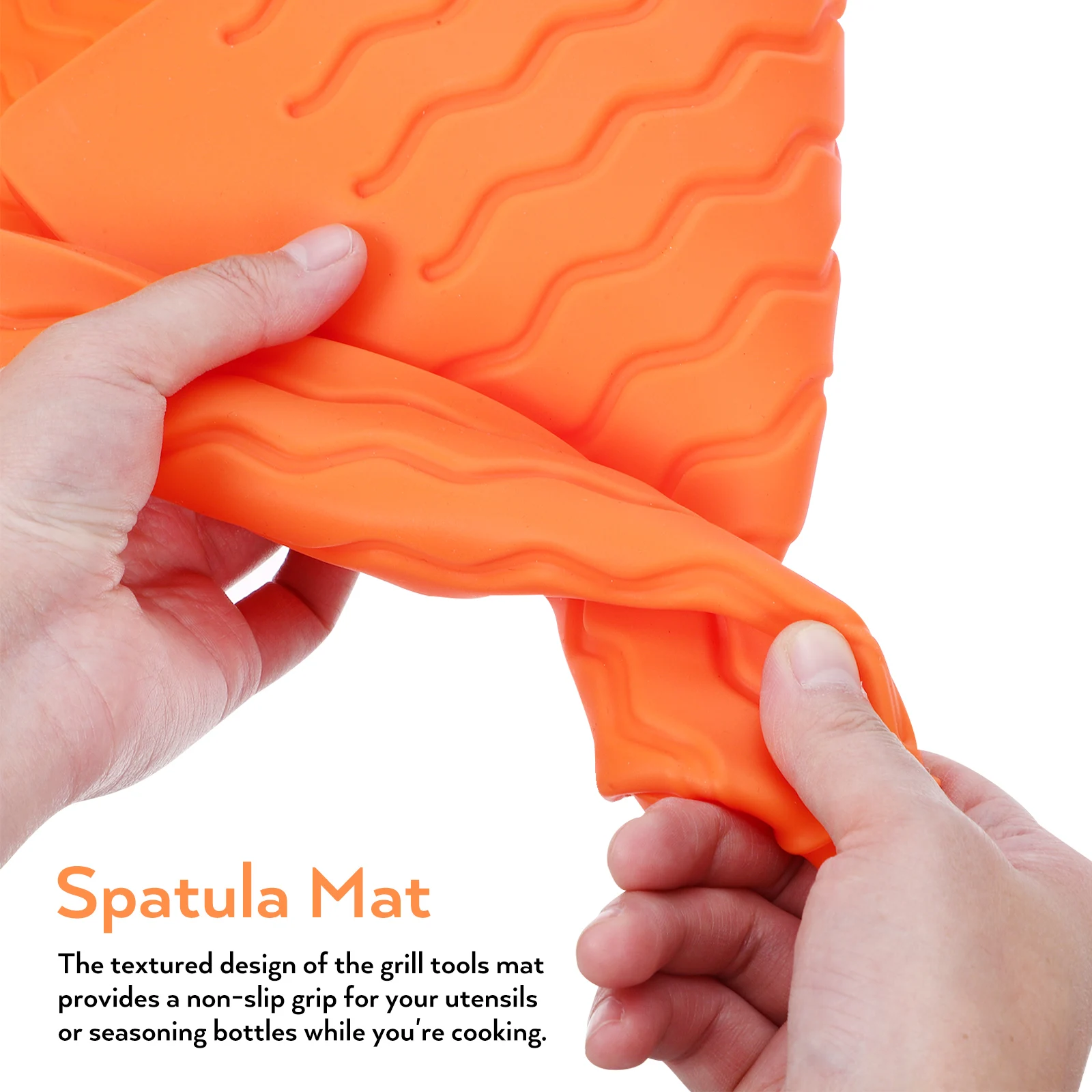 

Convenient Orange Grill Side Tray Mat Large Size Multiple Slots Food Grade Bbq Tools Storage Mat