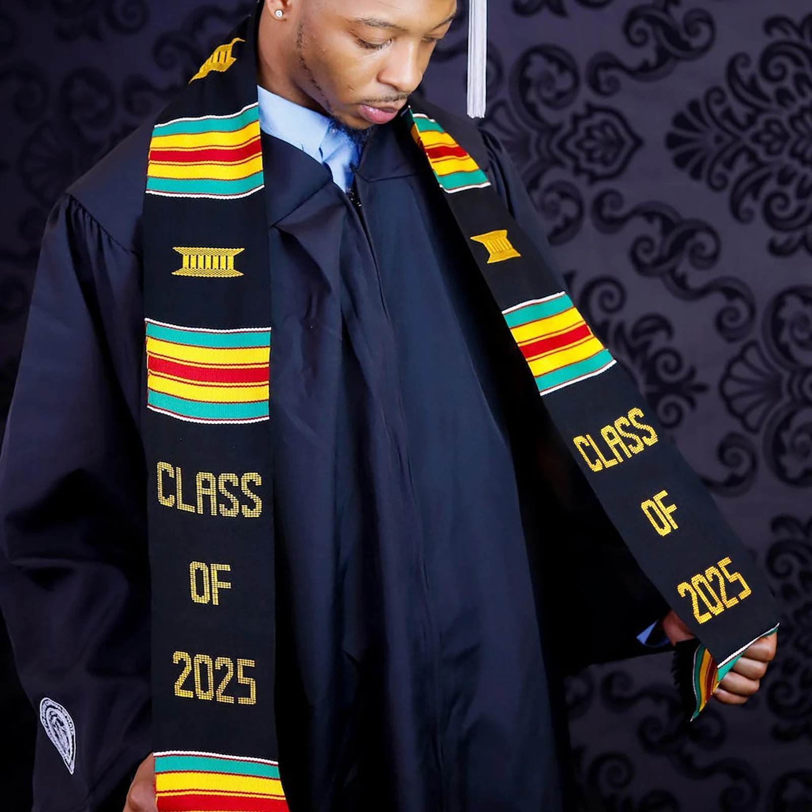 Kente Graduation Stole 2025 Ghanaian Style Sash for Graduates -Vibrant Colors for Stunning Graduation Photos