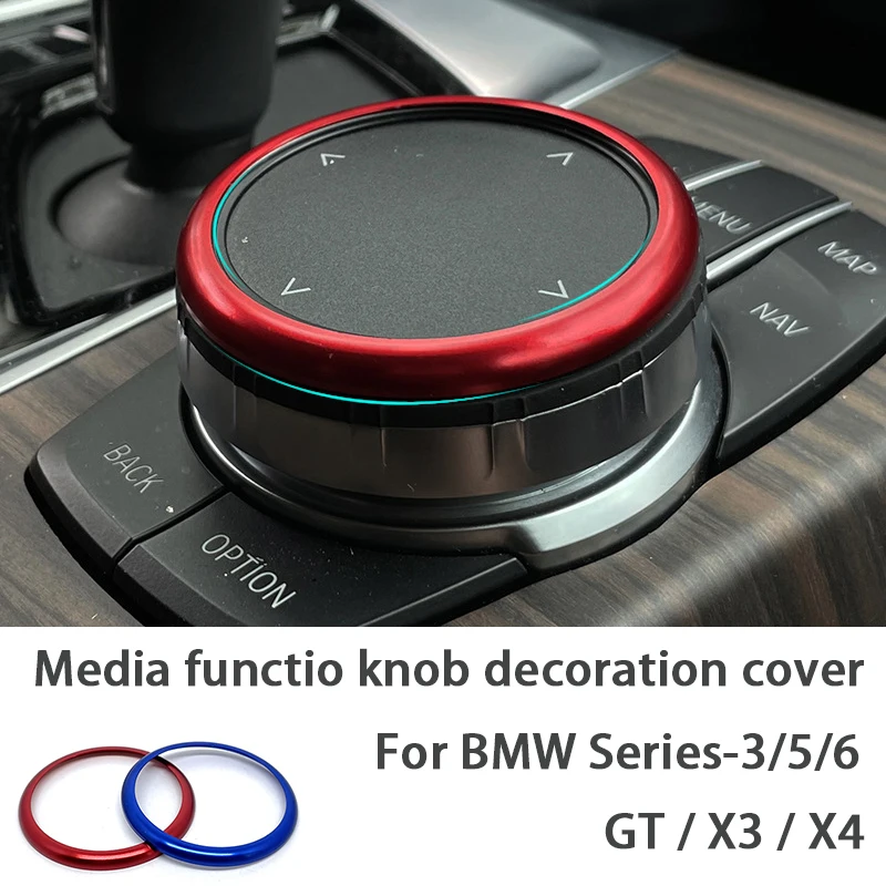 Dekorationsabdeckung für den Medienknopf der Mittelkonsole, Metall-Zierring für BMW Serie 3/4/5 GT X3 X4, Innenraumzubehör, Auto-Umbauzubehör.
