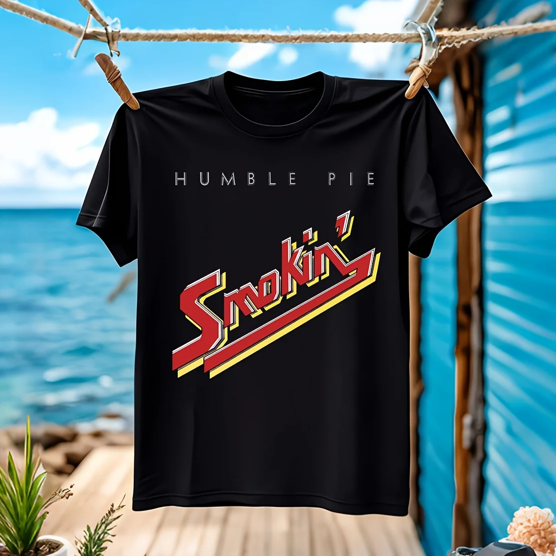 

Humble Pie, Smokin', Retro Rock Band, Concert Attire Men's T-shirt 100% Cotton Casual Breathable Confortable outdoor activities