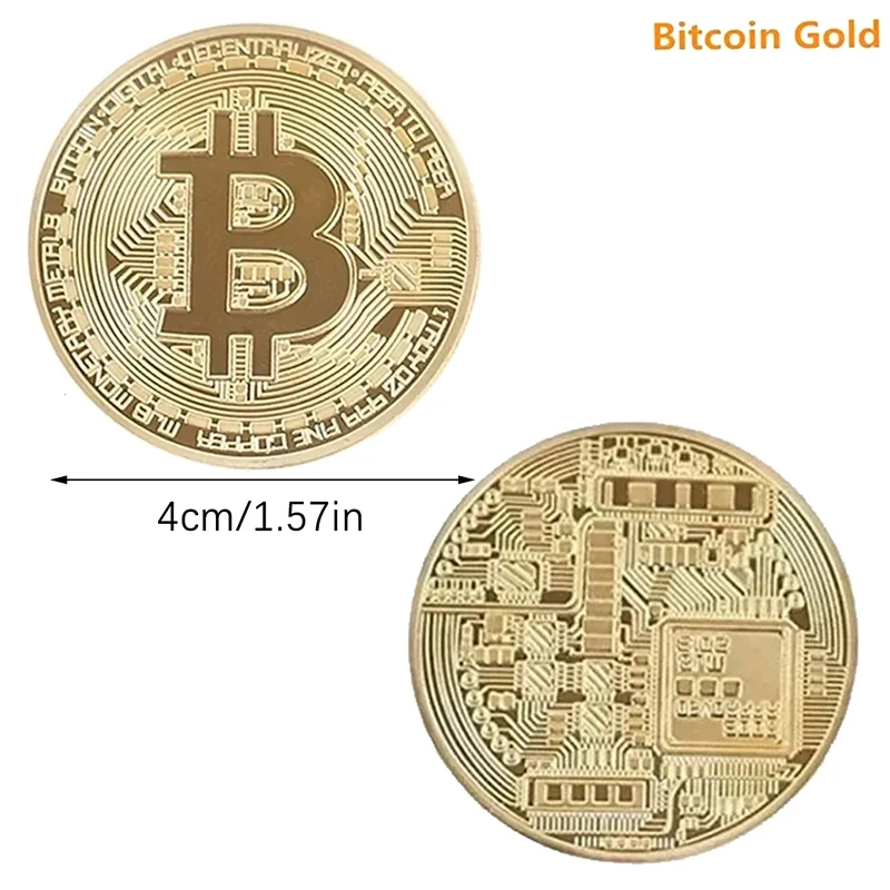 Gold Plated Bitcoin Coin Collectible Art Collection Gift Physical Commemorative Casascius Metal Antique Imitation Souvenir Gift