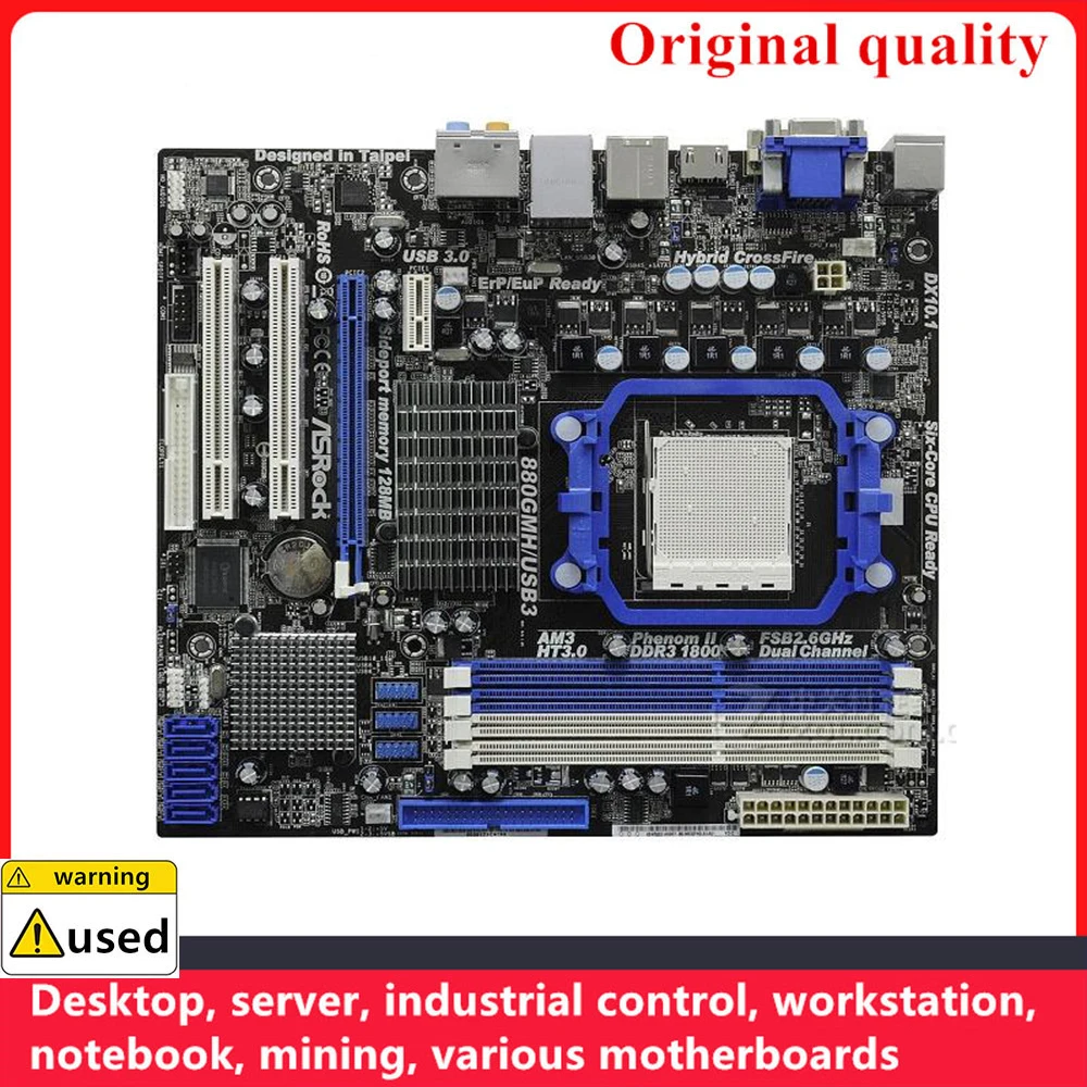 

Used For ASRock 880GMH/USB3 M-ATX Motherboards Socket AM3 DDR3 16GB For AMD 880G 880 Desktop Mainboard SATA III USB3.0