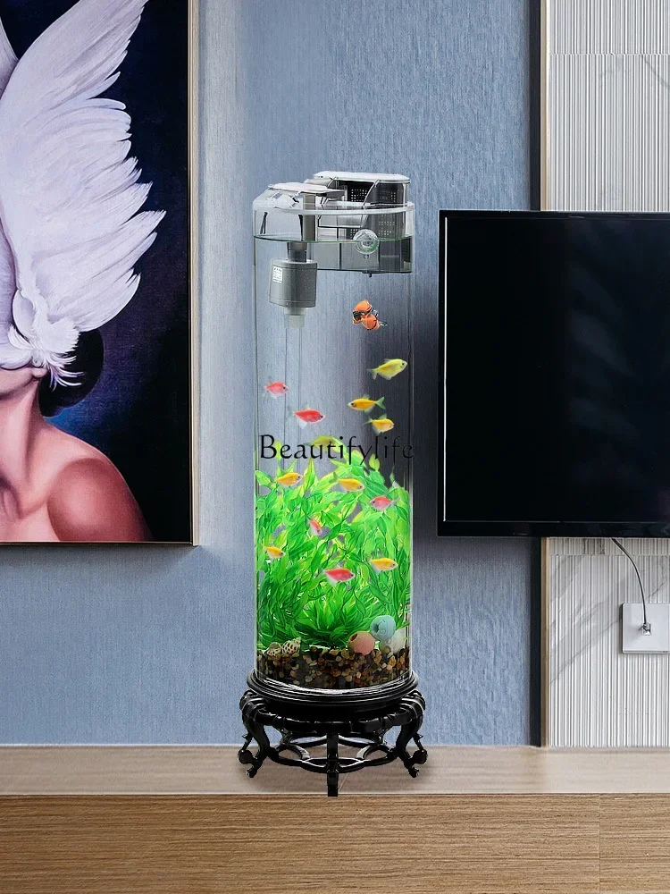 

Living Room Ecological Fish Tank Landscape Home with Lid Small Free Change Water Hose Oxygen Filter Pump