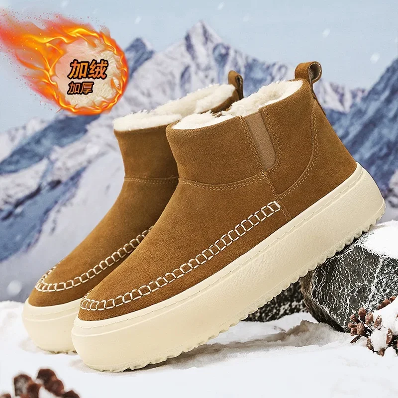 

2025 Winter Men's Boots Fashion High Top Cotton Shoes 2025 New Plush Warm Snow Boots for Men Casual Ankle Boots Botas Masculinas