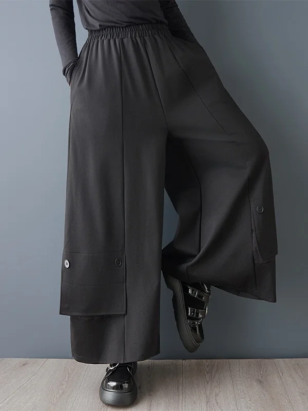 

Японские широкие брюки для женщин, весна-лето, новая модная коллекция, повседневные, свободного кроя, больших размеров, с карманами, в стиле рабочей одежды, стройнящие.