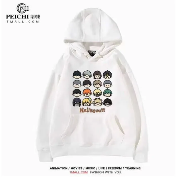 

Anime Haikyuu Karasuno Hooded Hoodie Autumn Winter Cosplay Men Women Coat Loose Jacket Tops anime