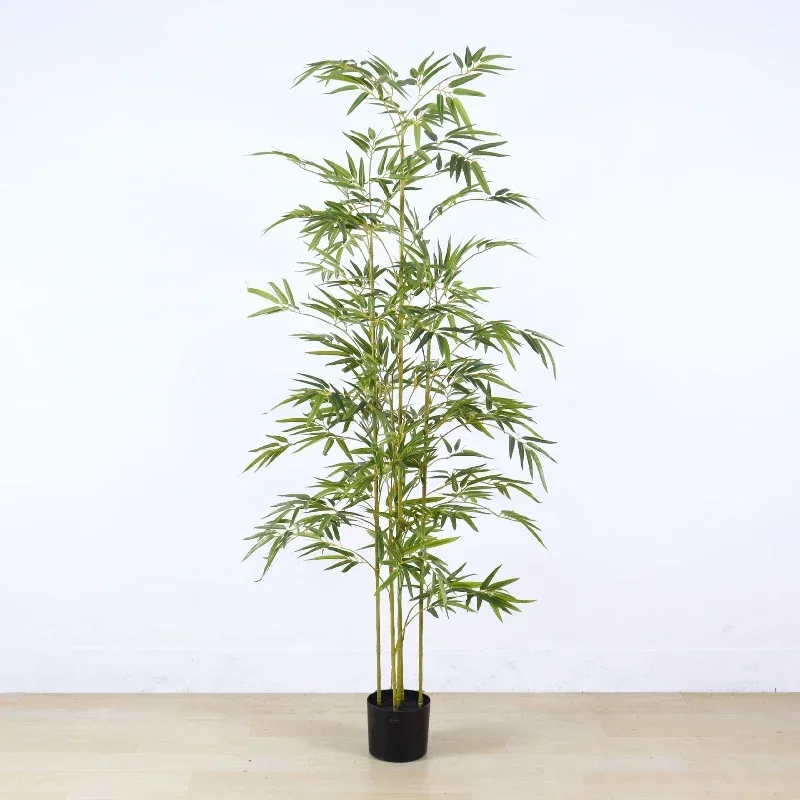 Artificial Bamboo with Basin Plastic Bamboo Rod Simulated Plant Tree Indoor and Outdoor Decoration Removable Bamboo 1m-1.8m