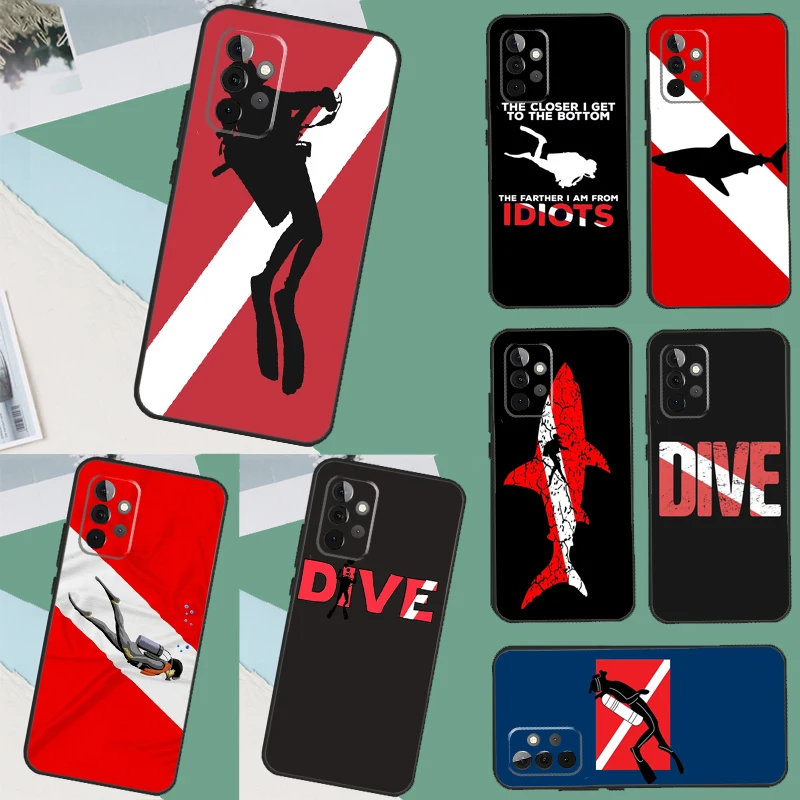 Dive Scuba Diver Shark Diving Cover For Samsung Galaxy A24 A34 A14 A54 A13 A53 A33 A23 A52 A32 A22 A12 A51 A71 Back Case