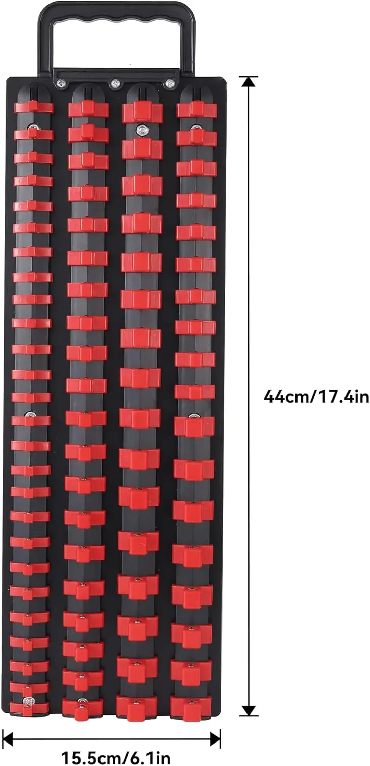 160-Piece Portable Socket Organizer Steel Tray with Handle - Heavy Duty Socket Holder Kit 1/4-Inch, 3/8-Inch