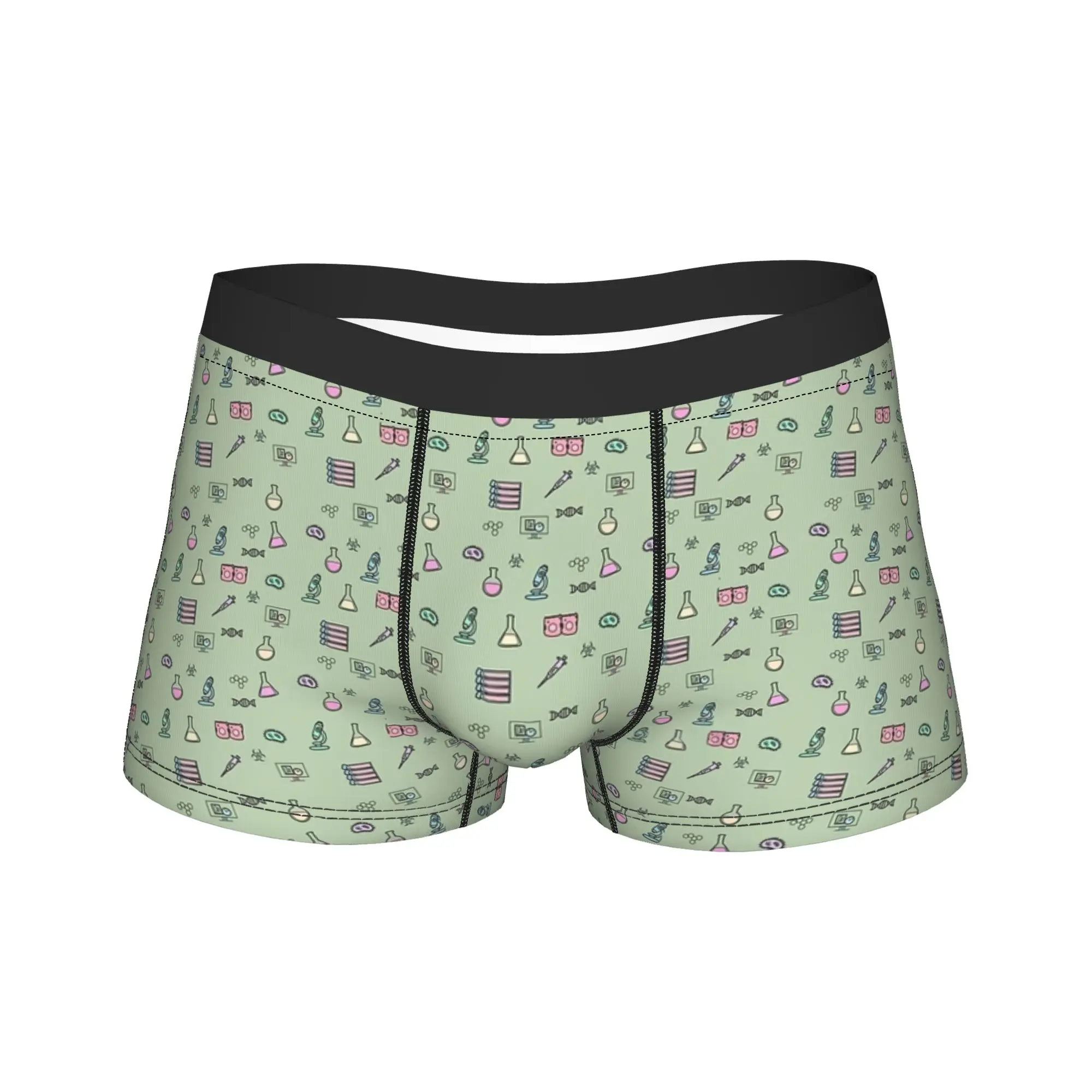 Molecular Biology Pattern Boxer Shorts  Pouch Underwear Hot Sale Pattern Boxer Brief Sexy Soft Males Panties Plus Size