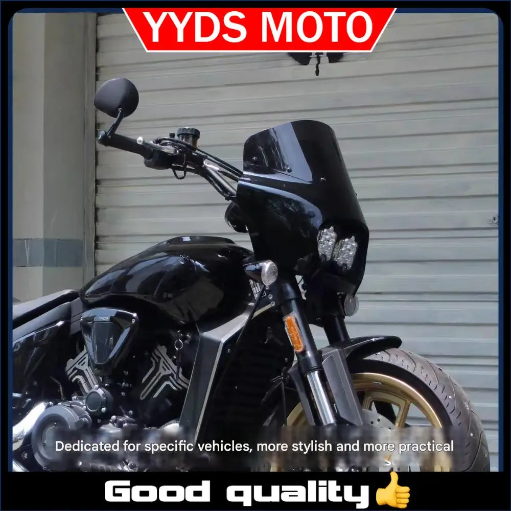 

Modified windshield for Gao Jin 650 DS style pig-head grille, retro dual headlights, windshield diffuser accessories.Gao Jin 650