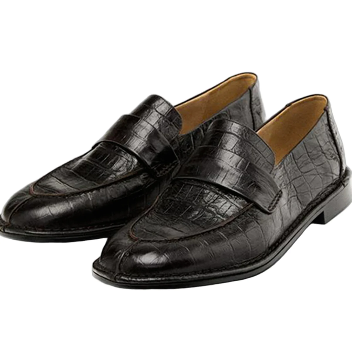 

Dave&Di 2026 French Lady Vintage Crocodile Pattern Genuine Leather Loafers Shoes For Women Woman Shoes Shoes For Woman Loafers