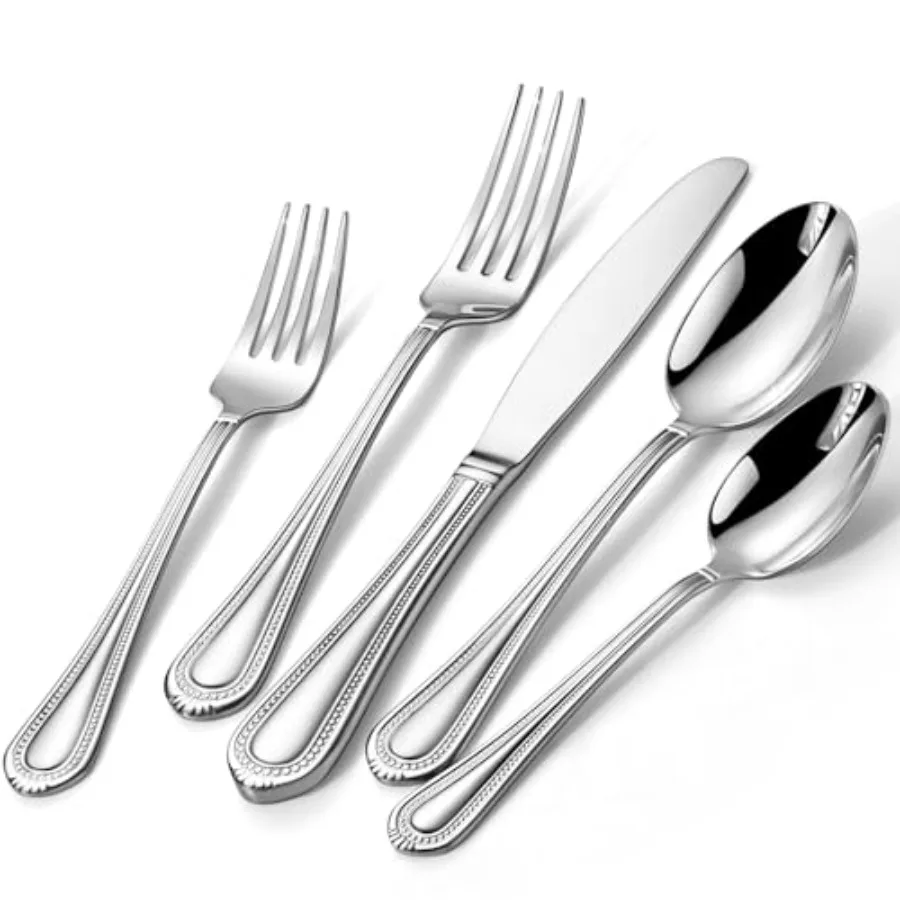 

Silverware Set for 12 60-Piece 18/10 Stainless Steel Flatware Set Mirror Polished Modern Cutlery Set include Fork Knife Spoon S