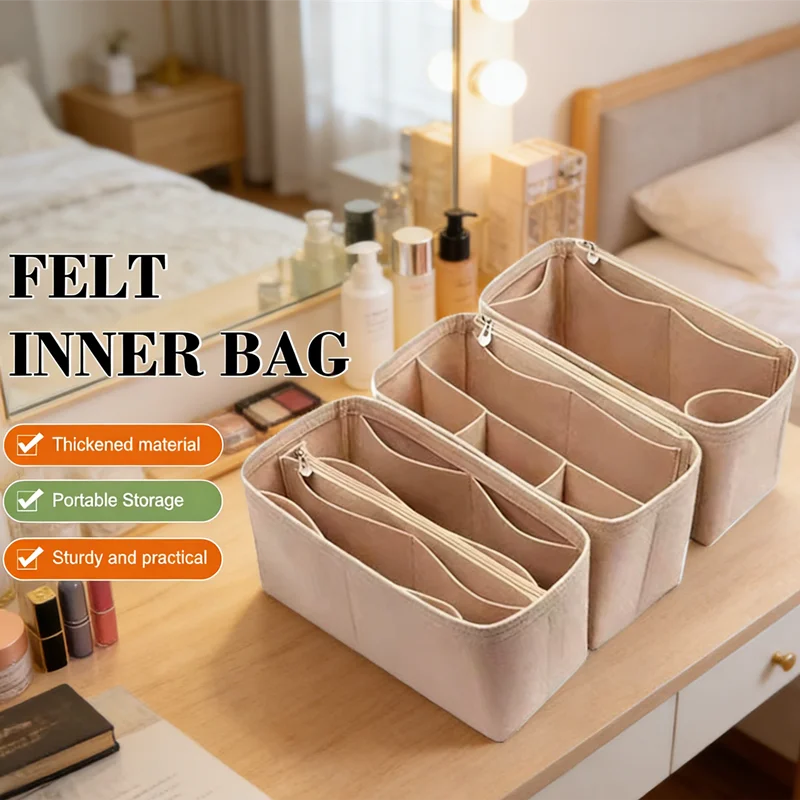 Handbag Organizer Insert for Speedy Neverfull, Felt Liner Shaper Bag to Prevent Sagging & Scratches, Multi-Pocket Tote Organizer
