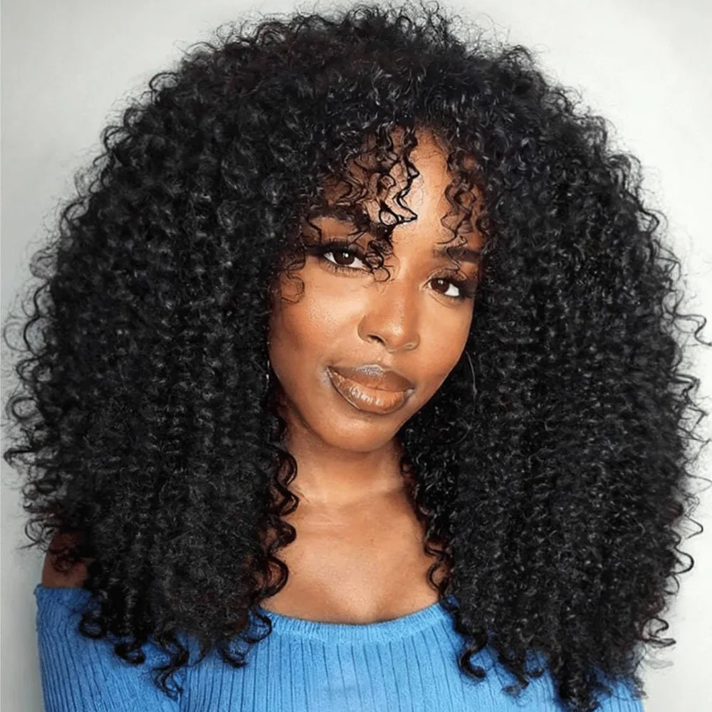 

Парик-полупарик Kinky Curly с креплением на шнурке, 220% плотность, без клея, из натуральных волос, 3 в 1, для женщин, 16-32 дюйма