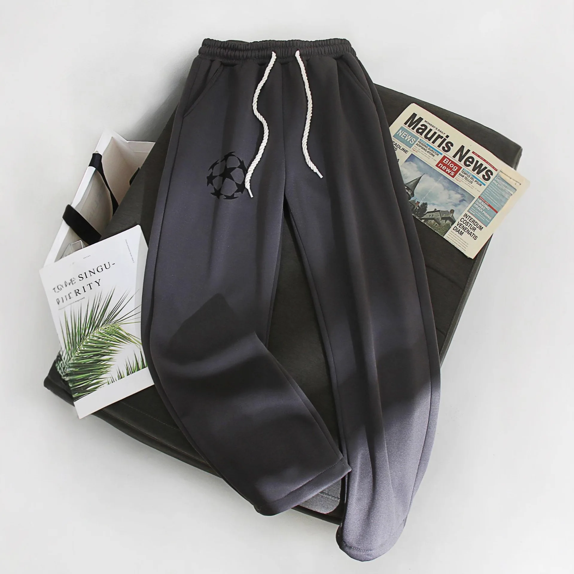 

Autumn New Personalized Fooall Pattern Printed Casual orts Men's mid Waist Long Trousers Ci Walk Summer Season