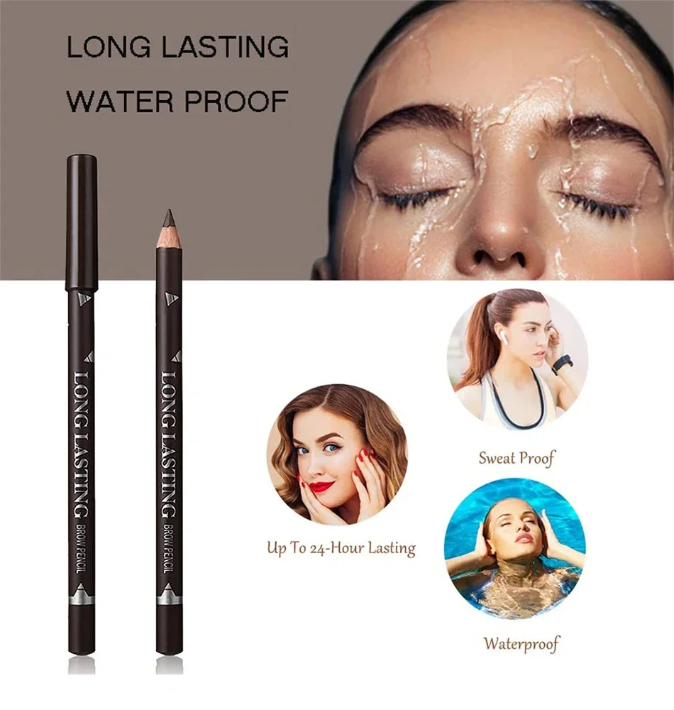 Eye Brow Pen para iniciantes, lápis de sobrancelha impermeável, maquiagem, cor fácil, natural, preto, marrom, prática, ferramentas cosméticas, borrão de desgaste, 24HR