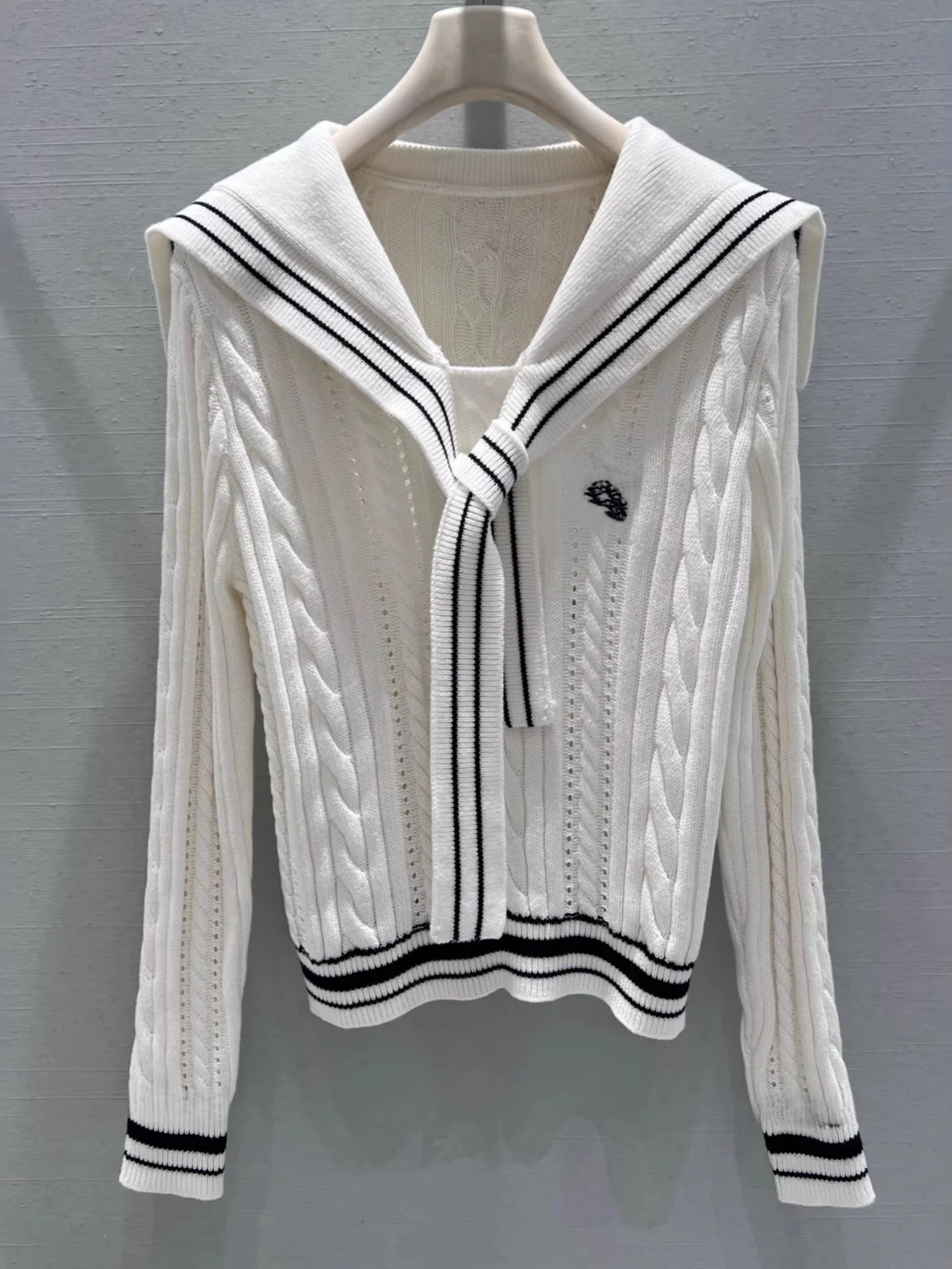 

Весна 2026: Женский вязаный кардиган из шерстяной смеси с открытым передом, в полоску, с большим воротником, цветной, Y72, повседневная одежда