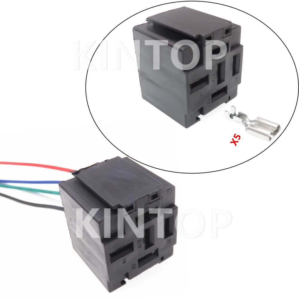 

1 Set 5 Pins Car Unsealed Socket With Terminal Auto High Current Relay Wiring Harness Plastic Housing Connector Starter