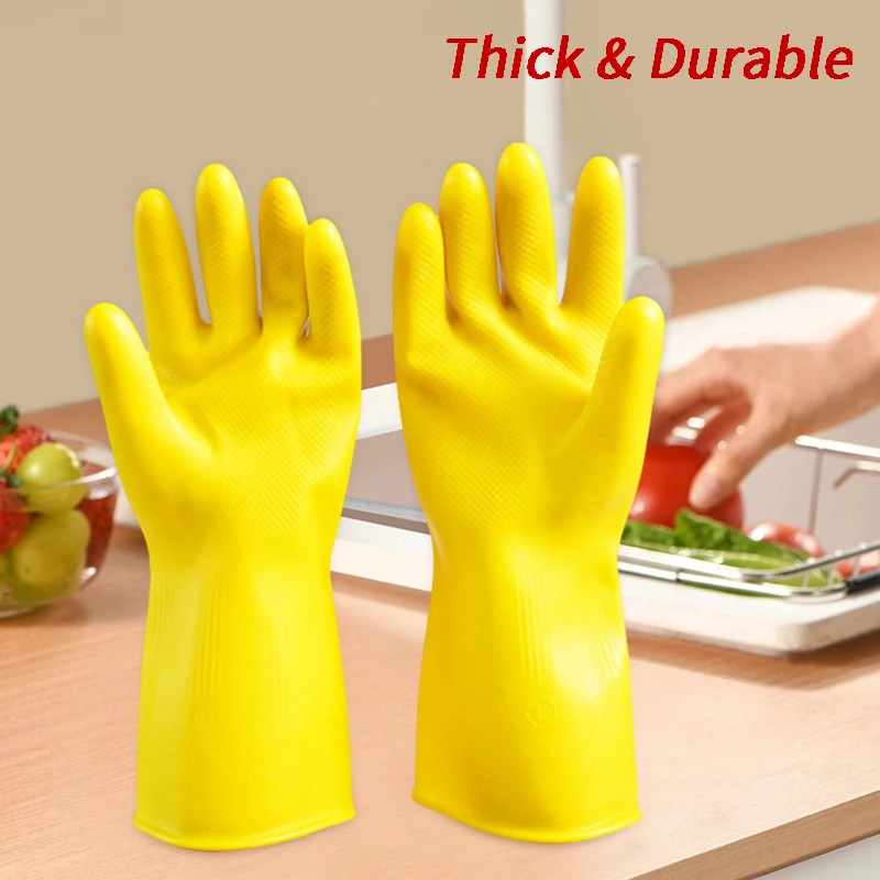 

Latex Cleaning Gloves,Durable&Reusable Household Thick Rubber Gloves for Dishwashing,Kitchen,Bathroom,Car Washing Home Supplies