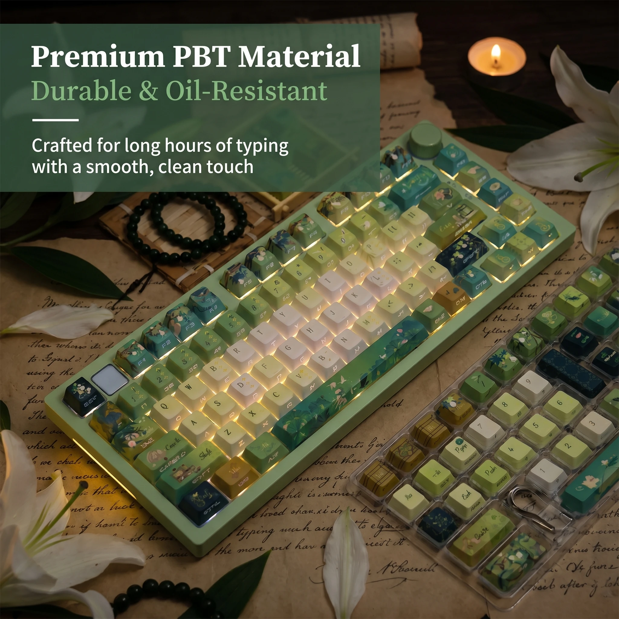 Kawaii Matcha Green Tea Cherry Profile Keycaps (120 Keys)