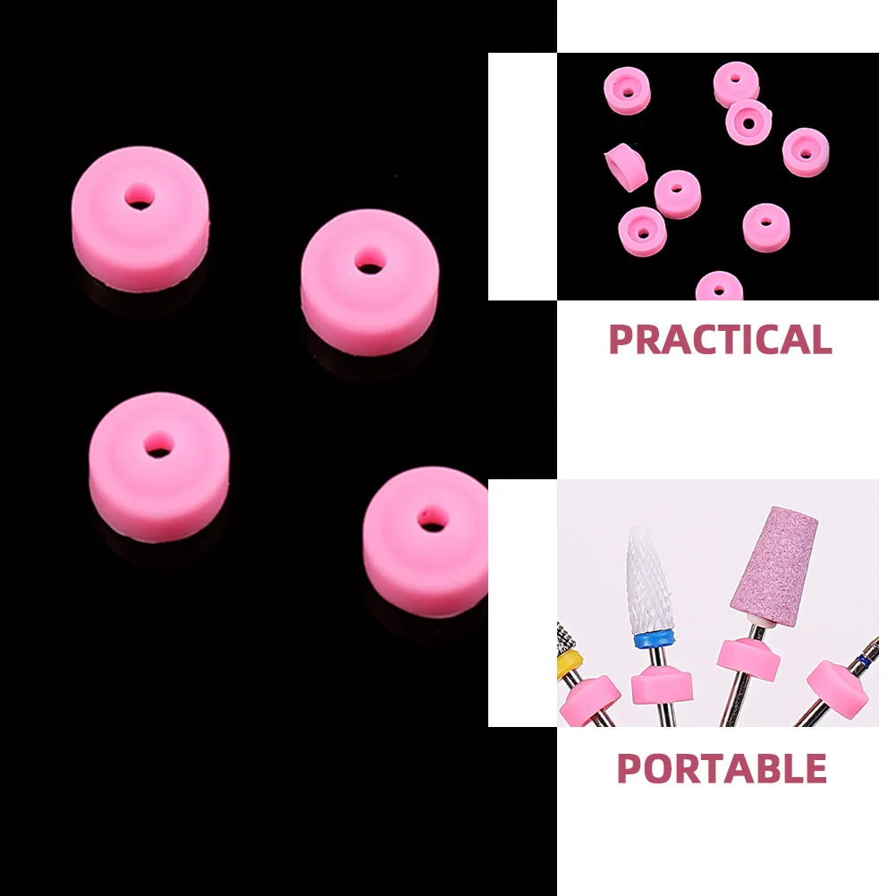 30개 네일 드릴 비트 먼지 캡 실리콘 매니큐어 도구 보호 커버 네일 그라인딩 헤드 방진 보관 커버