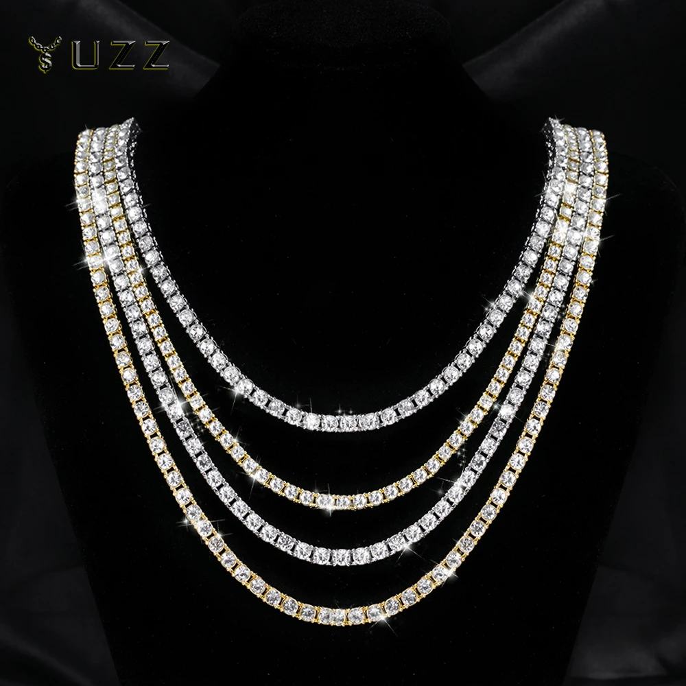 Klasyczny łańcuszek tenisowy 4MM Iced Out Bransoletka Naszyjnik Mężczyźni Moda Hip Hop Biżuteria Kobiety 8/16/18/20/24inch Choker Punk Party Gift