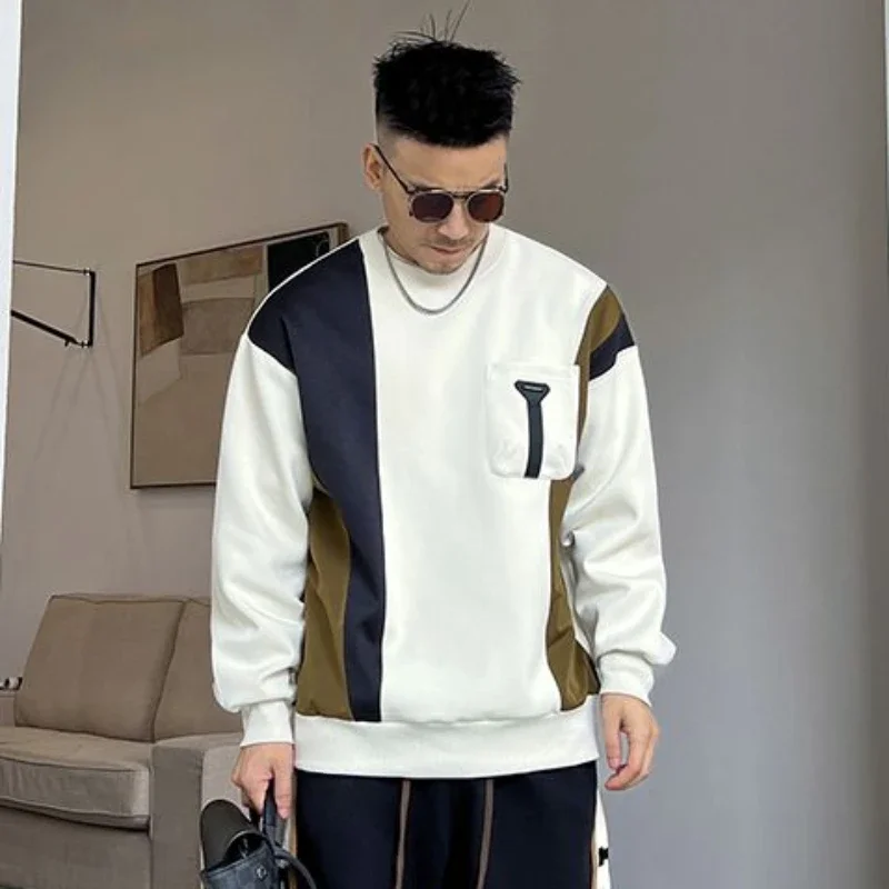 Male Clothes Round Neck Sweatshirt for Men Crewneck Off White Pullover Hoodieless Cheap Aesthetic Harajuku Fashion Simple Top S