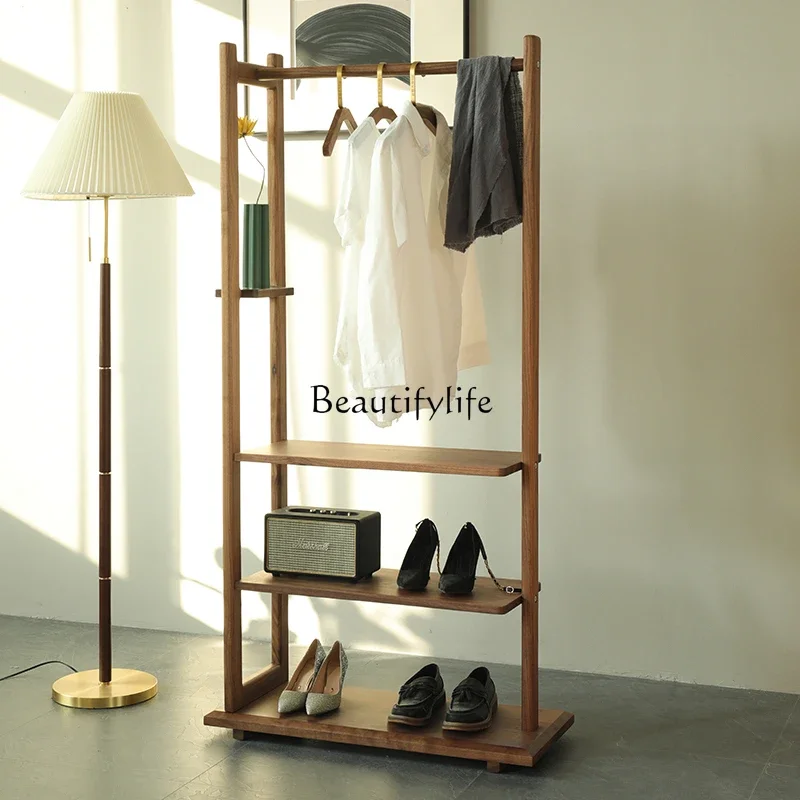 1*North America Black Walnut Wooden Hallstand Simple Modern Storage Indoor Commodity Shelf Japanese Entry