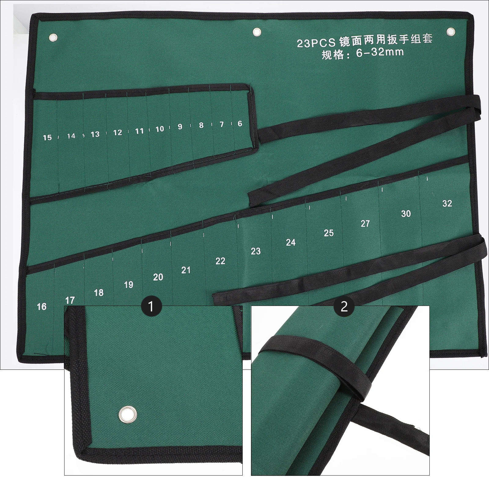 

Wrench Storage Bag Canvas Roll Up Tools Portable Durable Pouch Green Pocket ganizer Lightweight Spanner Pouch Fold Down Flap