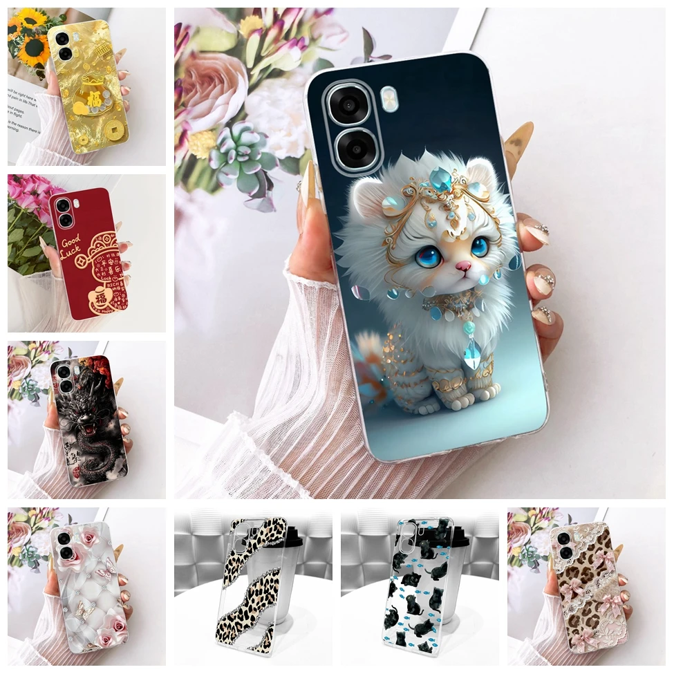 Clear For Oppo A6 4G Case CPH2817 Cute Cartoon Luxury Fashion Butterfly Funny Painted Cover For Oppo A6 5G CPH2831 PLT120 Casing