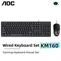 AOC USB Wired KM160 Gaming Keyboard Mouse Set Computer Ergonomic Waterproof Mouse and 104 Keys Keyboard Combos Kit Home Office