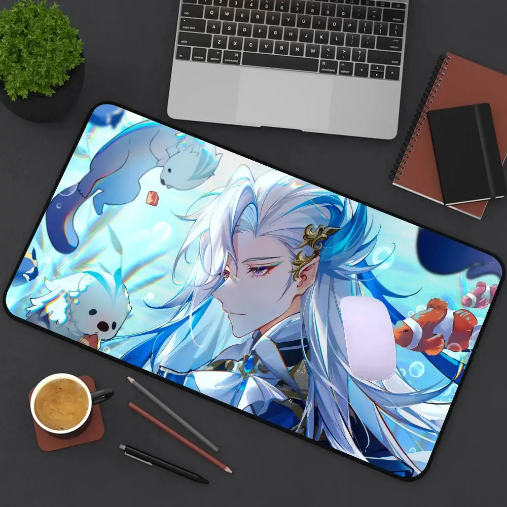 Wriothesley Neuvillette Mouse Pad Genshin Impact Large XXL Mousepad Computer Keyboard Padding Anime Gaming Accessories Desk Mat