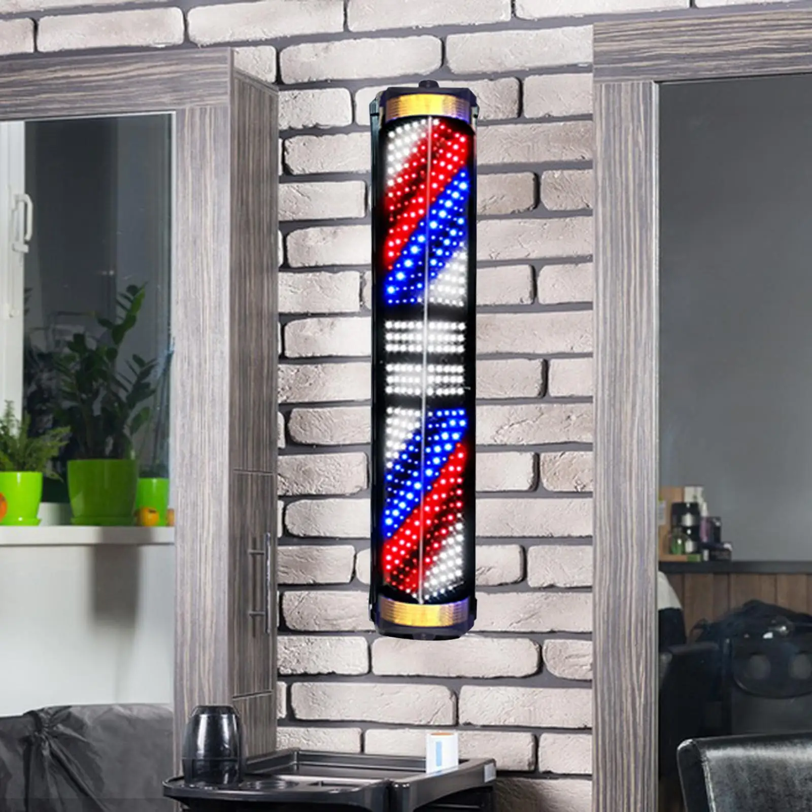 Classic Rotating Pole LED Light Wall Lamp Novelty Lighting Water Resistant Barber Shop Sign Open for Hairdressing Hair Salon