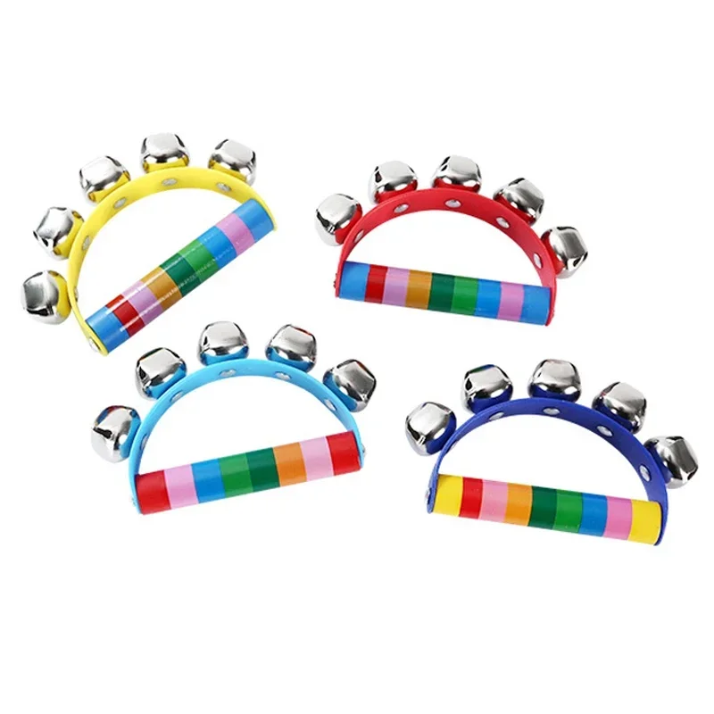 NEW Colorful Rainbow Hand Held Bell Half Round Percussion Musical Toy for Adult KTV Family Party Game Gift