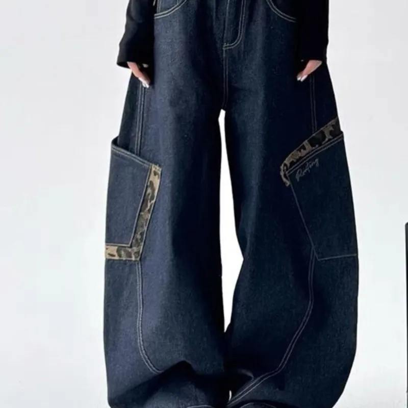 Pantalones vaqueros Cargo Machete con bolsillo grande para mujer, pantalones informales holgados para fregar en la calle, moda de invierno