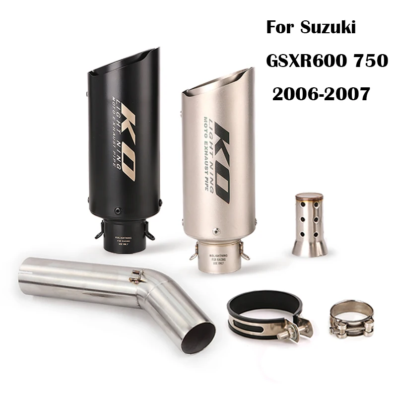 

Exhaust Pipe Motorcycle Mid Link Tube Stainless Steel Muffler Vent Tip DB Killer Slip End Can For Suzuki GSXR 600 750 2006-2007