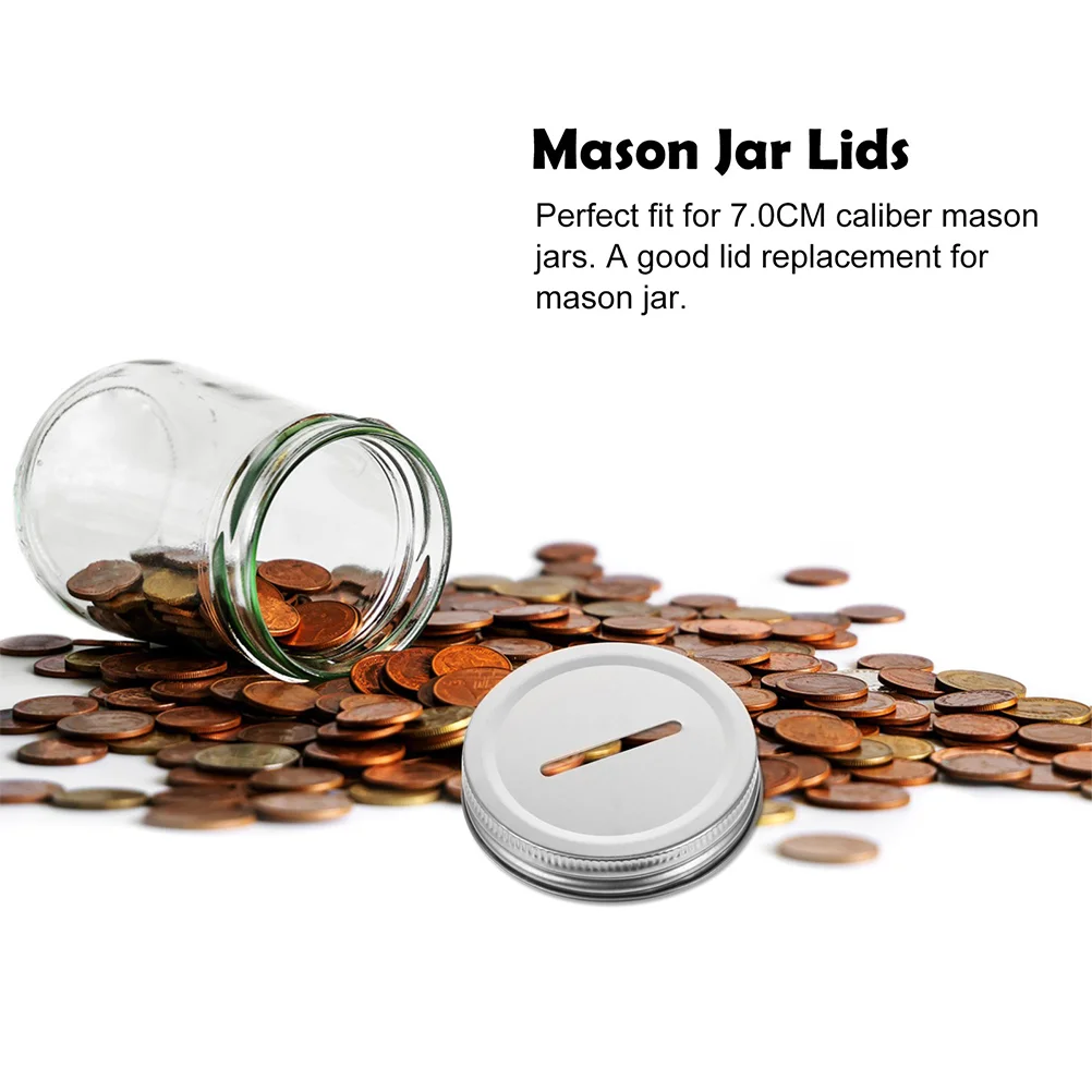 20 Pcs Mason Piggy Bank Lid Jar Sealing Covers Lids for Replacement Wake up Slot Coin Cup Tinplate Toddler